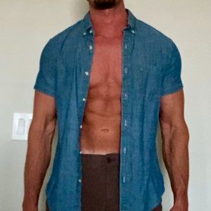 Men's J.Crew Button Down Denim Slim Fit Short Sleeve